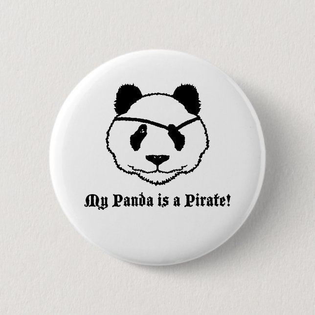 Panda Pirate 6 Cm Round Badge (Front)