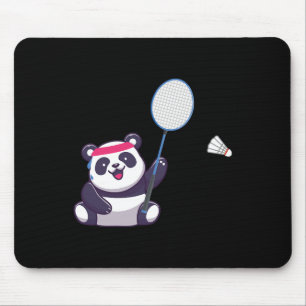 Panda Playing Badminton Funny Sports Player Coach Mouse Mat