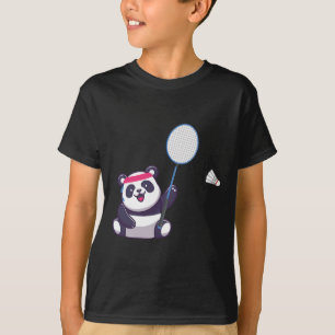 Panda Playing Badminton Funny Sports Player Coach T-Shirt