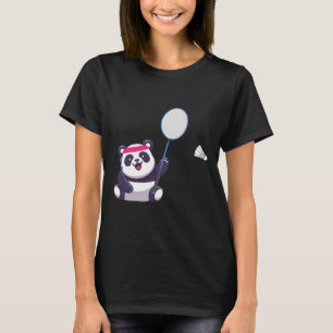 Panda Playing Badminton Funny Sports Player Coach  T-Shirt