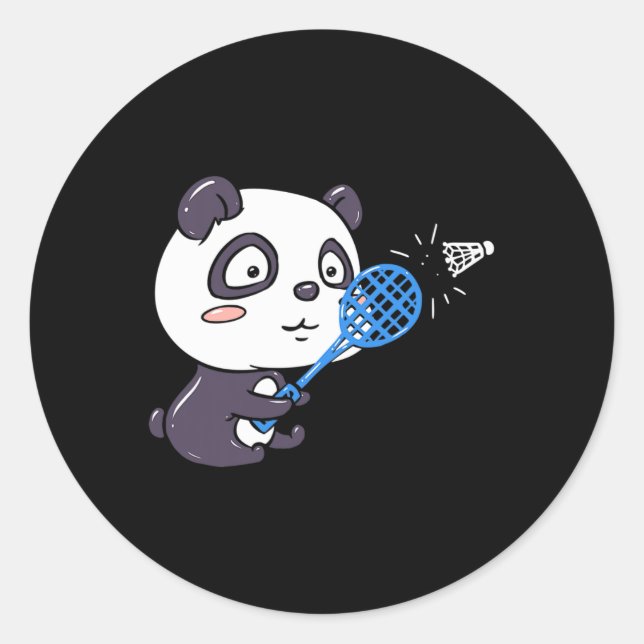Panda Playing Badminton Getting Sweaty I Panda Bea Classic Round Sticker (Front)