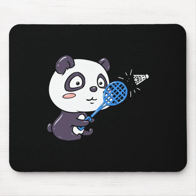 Panda Playing Badminton Getting Sweaty I Panda Bea Mouse Mat (Front)