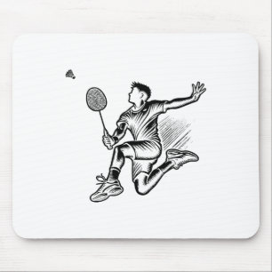 Panda Playing Badminton Player Shuttle Mouse Mat