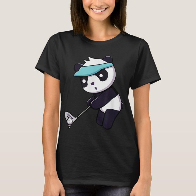 Panda Playing Golf Funny Animal Golfer Panda Bear  T-Shirt (Front)
