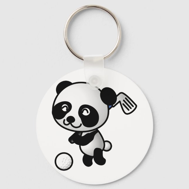 Panda playing golf key ring (Front)