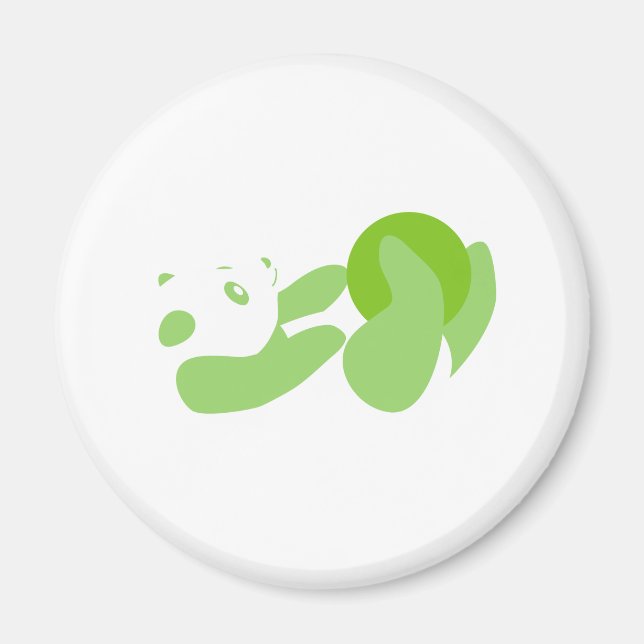 Panda Playing (Green) Magnet (Front)