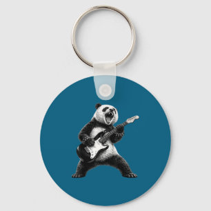 Panda playing guitar rock star rock and roll men key ring