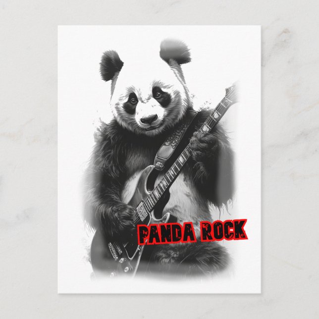 Panda playing Rock on a Holiday Postcard (Front)