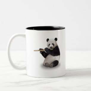 Panda playing the Flute T-Shirt Two-Tone Coffee Mug