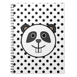 Panda Polka dot dots black white Notebook