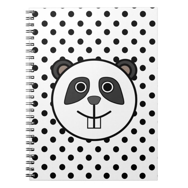 Panda Polka dot dots black white Notebook (Front)