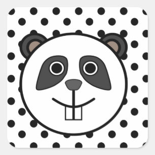 Panda Polka dot dots black white Square Sticker