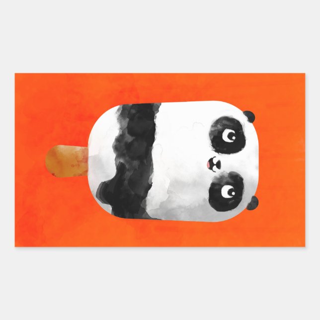Panda Popsicle Ice Cream Rectangular Sticker (Front)