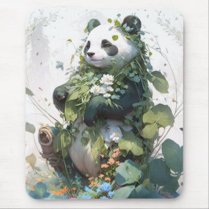 Panda Portrait Animal Painting Wildlife Outdoors Mouse Mat