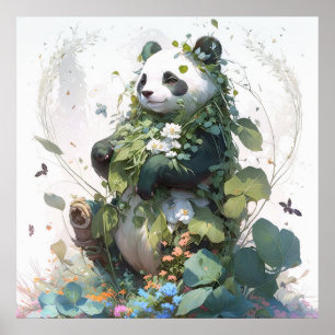 Panda Portrait Animal Painting Wildlife Outdoors  Poster