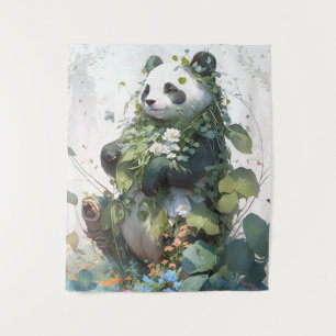 Panda Portrait Animal Painting Wildlife Outdoors Tapestry