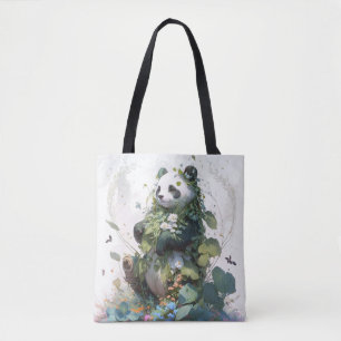 Panda Portrait Animal Painting Wildlife Outdoors Tote Bag