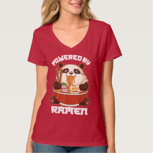 PANDA POWERED BY RAMEN Fat Panda Eating Ramen T-Shirt