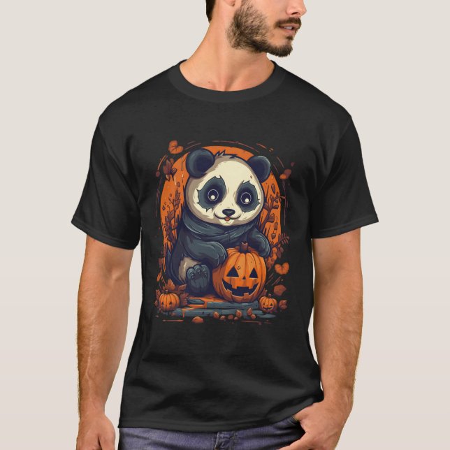 Panda Pumpkin Panda Halloween T-Shirt (Front)