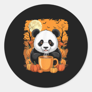 Panda Pumpkin Sce Latte Autumn Halloween Classic Round Sticker