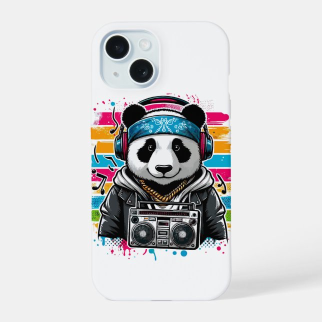 Panda Rapper iPhone 15 Case (Back)