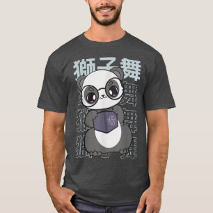 Panda Reading Book And Bear Cub Japan Kanji Art Li T-Shirt