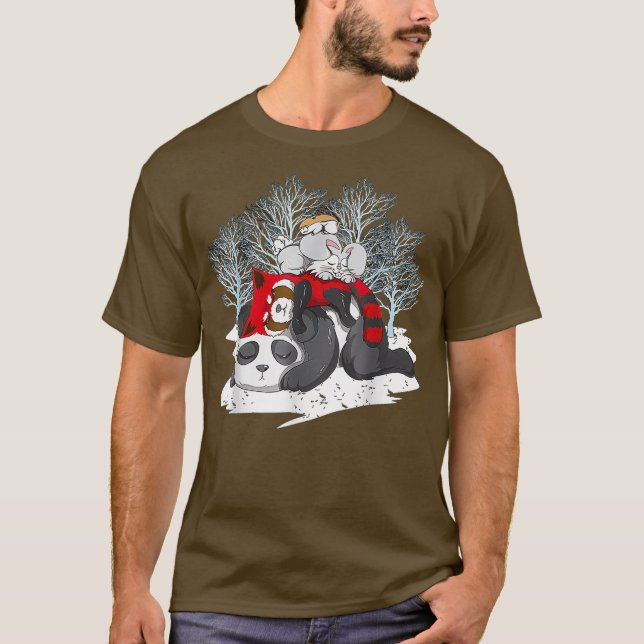 Panda Red Panda Rabbit Hamster Pyramid Sleeping T-Shirt (Front)