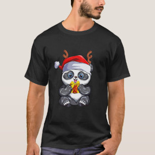 Panda Reindeer Antlers Santa Hat Christmas Xmas Ki T-Shirt