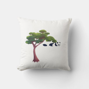 Panda Resting Among Lush Green Trees Cushion