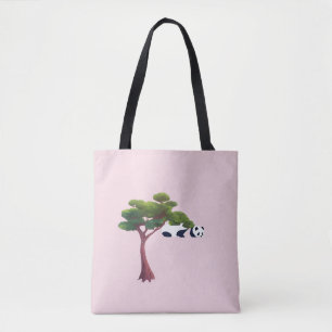 Panda Resting Among Lush Green Trees Tote Bag