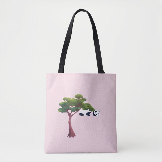 Panda Resting Among Lush Green Trees Tote Bag (Front)