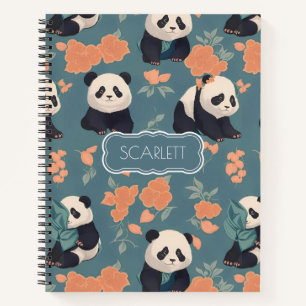 Panda Retro Colourful Personalised Pattern Notebook