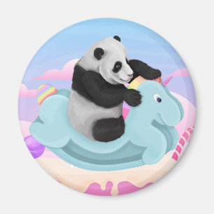 Panda riding a unicorn magnet