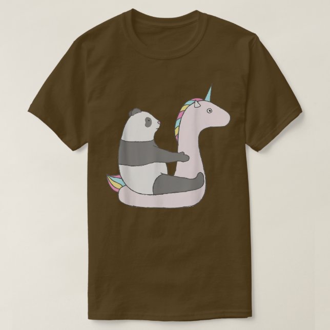 Panda Riding an inflatable Unicorn Floatie  T-Shirt (Design Front)