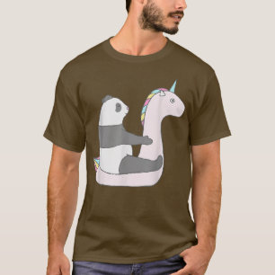 Panda Riding an inflatable Unicorn Floatie  T-Shirt