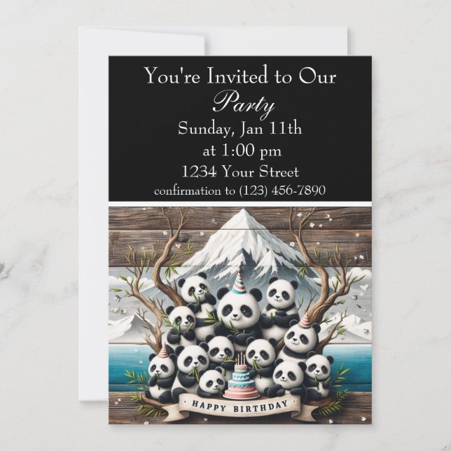 Panda-rific Birthday Bash Invitation (Front)