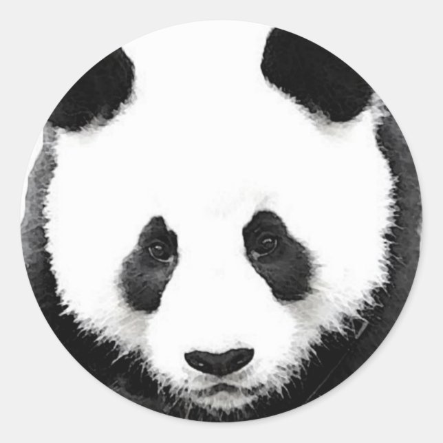 Panda Round Sticker - Black & White Pop Art (Front)