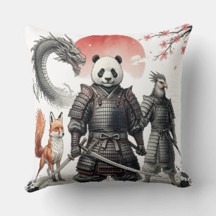 Panda Samurai & Mythical Warriors Fantasy Art Cushion
