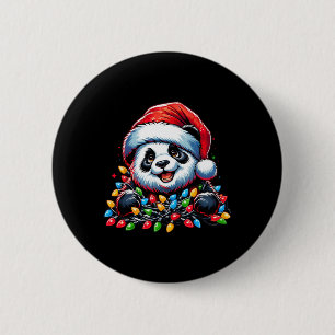 Panda Santa Christmas Light Christmas Panda Pajama 6 Cm Round Badge