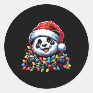 Panda Santa Christmas Light Christmas Panda Pajama Classic Round Sticker