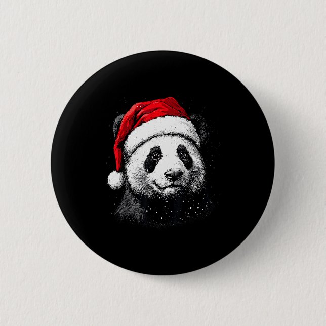 Panda Santa Hat Funny Panda Lovers Christmas Xmas  6 Cm Round Badge (Front)