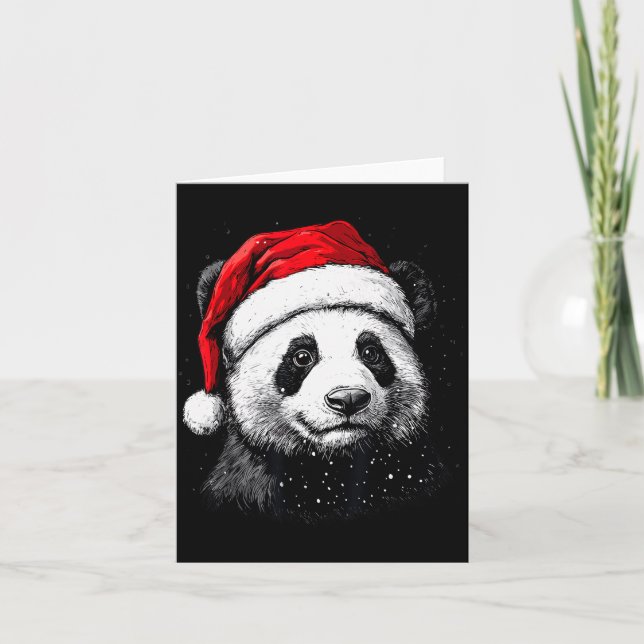 Panda Santa Hat Funny Panda Lovers Christmas Xmas  Card (Front)