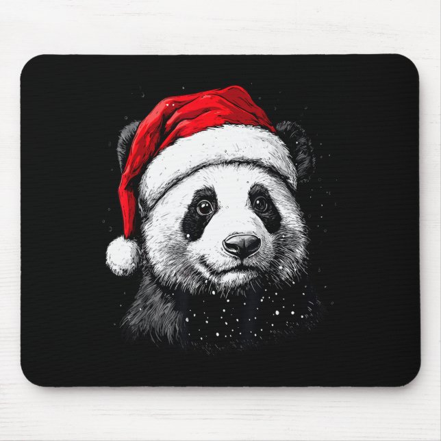 Panda Santa Hat Funny Panda Lovers Christmas Xmas  Mouse Mat (Front)