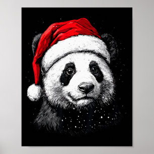 Panda Santa Hat Funny Panda Lovers Christmas Xmas Poster