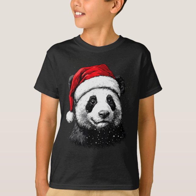 Panda Santa Hat Funny Panda Lovers Christmas Xmas  T-Shirt (Front)