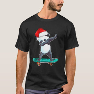 Panda Santa Skateboarding Skater Dabbing Skateboar T-Shirt