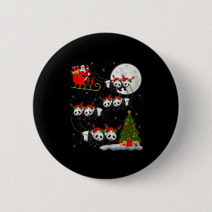 Panda Santa Sleigh Flying Funny Magical Christmas 6 Cm Round Badge
