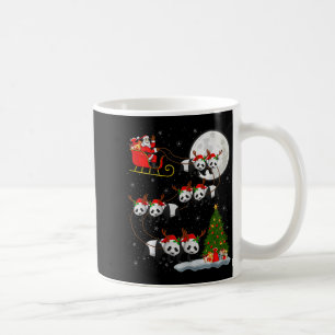 Panda Santa Sleigh Flying Funny Magical Christmas Coffee Mug