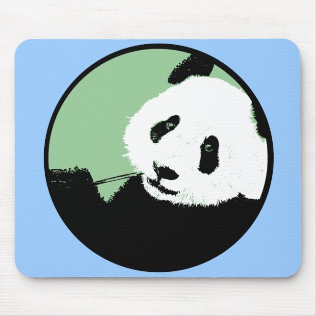 panda. seagreen circle. mouse mat (Front)