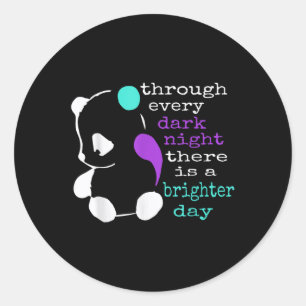 Panda Semicolon Gift Suicide Prevention Awareness Classic Round Sticker